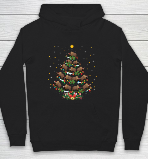 Funny Santa Bison Xmas Gift Bison Christmas Tree Hoodie