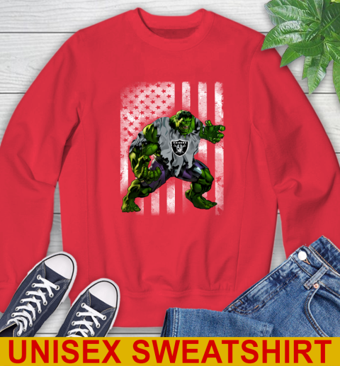 Oakland Raiders Hulk Marvel Avengers NFL Football American Flag Sweatshirt 12