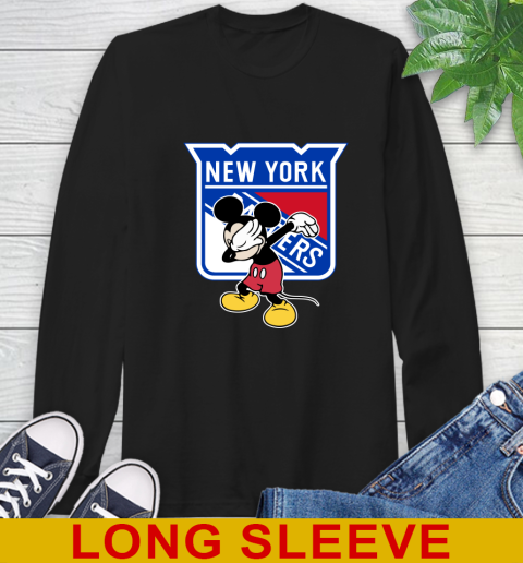 New York Rangers NHL Hockey Dabbing Mickey Disney Sports Long Sleeve T-Shirt 2