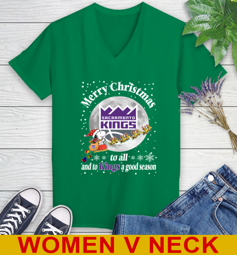 Sacramento Kings Merry Christmas To All And To Kings A Good Season NBA Basketball Sports Women's V-Neck T-Shirt 5