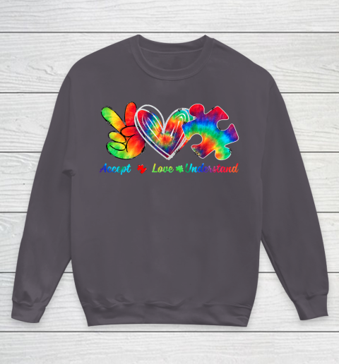 Autism Awareness Accept Understand Love Autism Mom Tie Dye Fitted Youth Sweatshirt 5