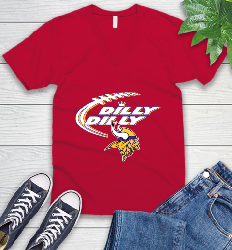 NFL Minnesota Vikings Dilly Dilly Football Sports V-Neck T-Shirt 8