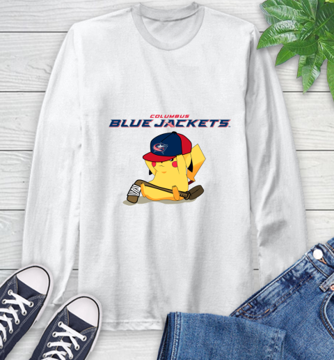 NHL Pikachu Hockey Sports Columbus Blue Jackets Long Sleeve T-Shirt