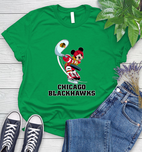 NHL Hockey Chicago Blackhawks Cheerful Mickey Mouse Shirt Women's T-Shirt - Image 8