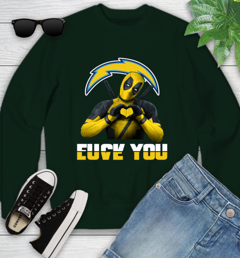 NHL San Diego Chargers Deadpool Love You Fuck You Football Sports Youth Sweatshirt 9