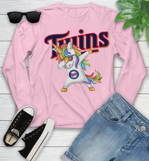 Minnesota Twins MLB Baseball Funny Unicorn Dabbing Sports Youth Long Sleeve 10