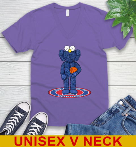 NBA Basketball LA Clippers Kaws Bff Blue Figure Shirt V-Neck T-Shirt 9