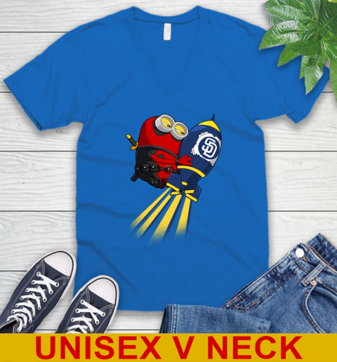 MLB Baseball San Diego Padres Deadpool Minion Marvel Shirt V-Neck T-Shirt 5