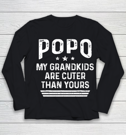 Grandpa Funny Gift Apparel  Popo Grandpa Cuter Grandfather Fathers Day Youth Long Sleeve