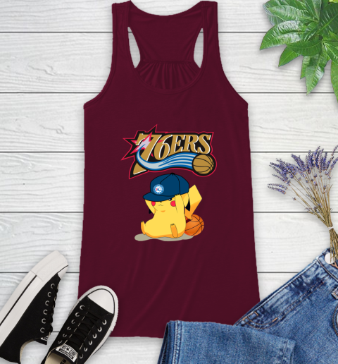 NBA Pikachu Basketball Sports Philadelphia 76ers Racerback Tank 3