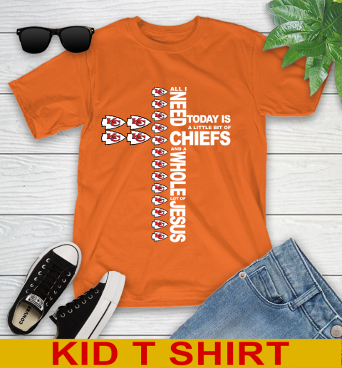 NFL All I Need Today Is A Little Bit Of Kansas City Chiefs Cross Shirt Youth T-Shirt 8