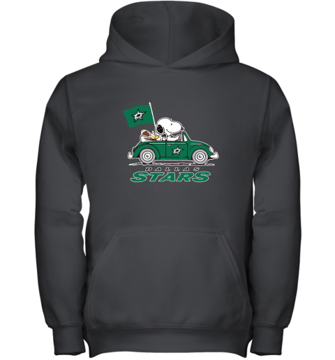 Snoopy And Woodstock Ride The Dallas Star Car NHL Youth Hoodie