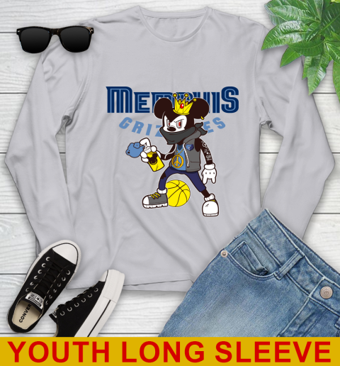Memphis Grizzlies NBA Basketball Mickey Peace Sign Sports Youth Long Sleeve 6