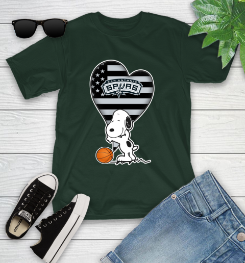 San Antonio Spurs NBA Basketball The Peanuts Movie Adorable Snoopy Youth T-Shirt 5