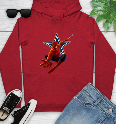 NFL Spider Man Avengers Endgame Football Dallas Cowboys Youth Hoodie 11