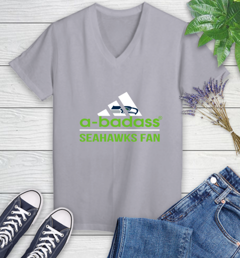 Seattle Seahawks NFL Football A Badass Adidas Adoring Fan Sports Women's V-Neck T-Shirt 4