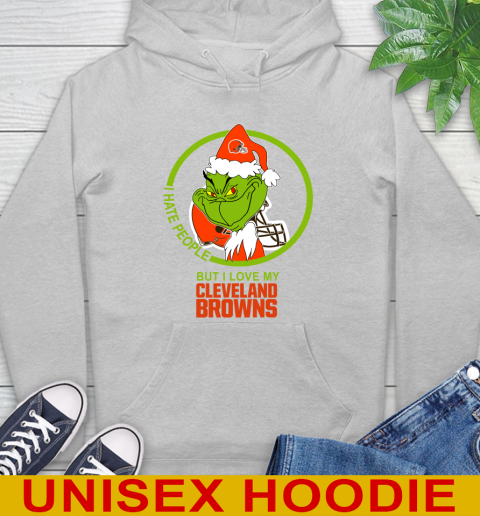 Cleveland Browns NFL Christmas Grinch I Hate People But I Love My Favorite Football Team Hoodie 6