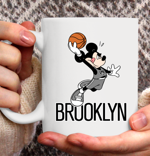 NBA Basketball Brooklyn Nets Cheerful Mickey Mouse Shirt Ceramic Mug 11oz 2