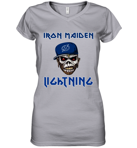 NHL Tampa Bay Lightning Iron Maiden Rock Band Music Hockey Sports l41EzFAv4X8 women v neck t shirt 39 95 151514 front sport grey