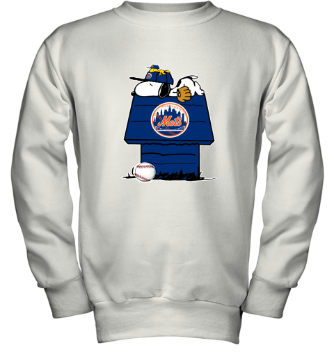 New York Mets Snoopy And Woodstock Resting Together MLB Youth Sweatshirt