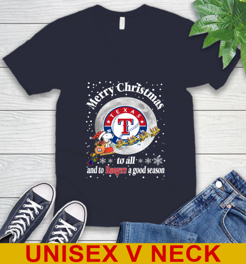 Texas Rangers Merry Christmas To All And To Rangers A Good Season MLB Baseball Sports V-Neck T-Shirt 2