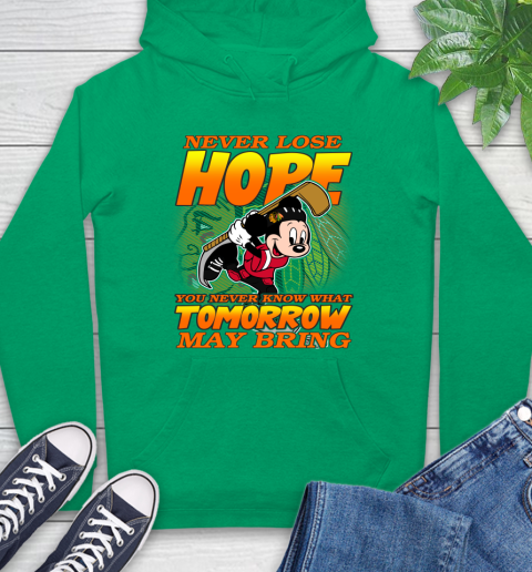Chicago Blackhawks NHL Hockey ootball Mickey Disney Never Lose Hope Hoodie 8
