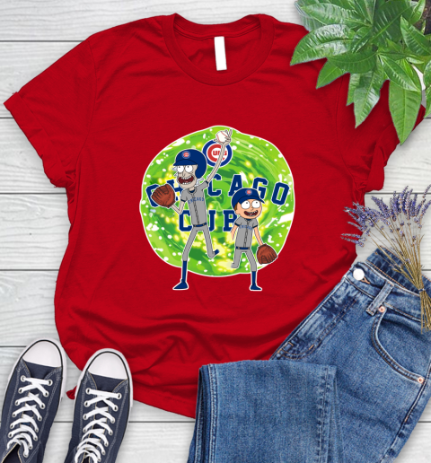 MLB Chicago Cubs Rick And Morty Baseball Sports Women's T-Shirt 9