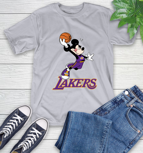 NBA Basketball Los Angeles Lakers Cheerful Mickey Mouse Shirt T-Shirt 6