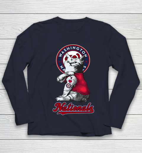 MLB Baseball My Cat Loves Washington Nationals Youth Long Sleeve 2