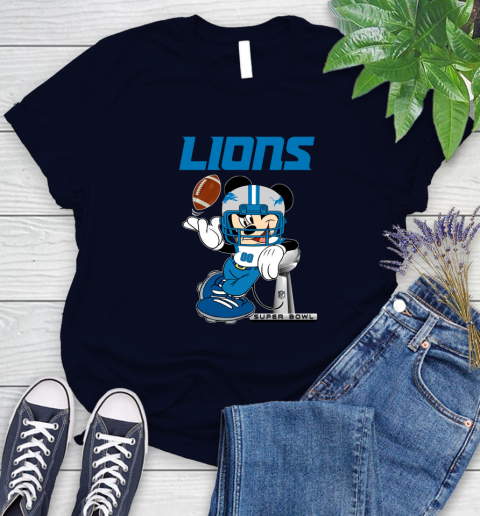 NFL Detroit Lions Mickey Mouse Disney Super Bowl Football T Shirt Women's T-Shirt 3