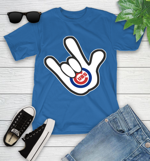 Chicago Cubs MLB Baseball Mickey Rock Hand Disney Youth T-Shirt 9
