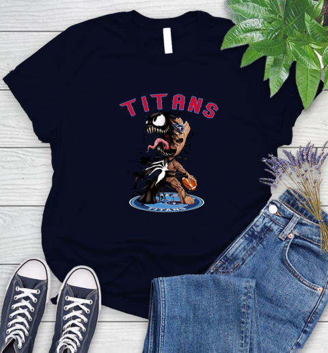 NFL Tennessee Titans Football Venom Groot Guardians Of The Galaxy Women's T-Shirt 3