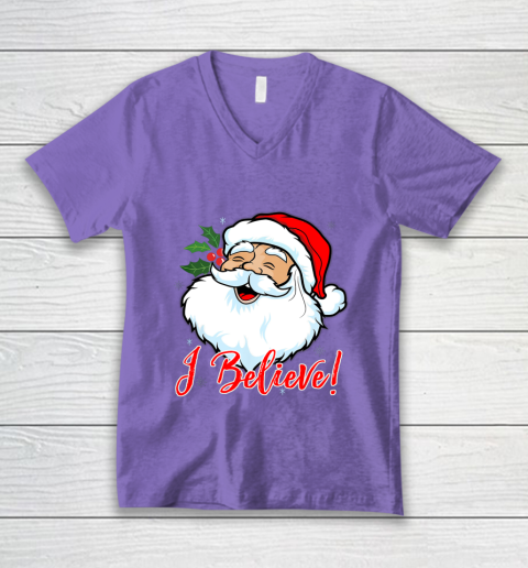 I Believe In Santa Claus T Shirt Funny Christmas Holiday V-Neck T-Shirt 8