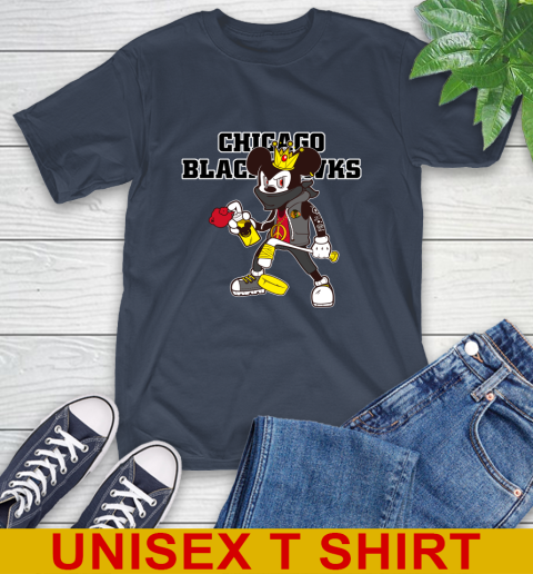 Chicago Blackhawks NHL Hockey Mickey Peace Sign Sports T-Shirt 4