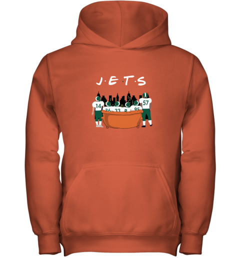 The New York Jets Together F.R.I.E.N.D.S NFL nxoe the new york jets together friends nfl youth hoodie 43 front orange
