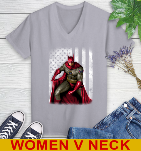 Washington Capitals NHL Hockey Batman DC American Flag Shirt Women's V-Neck T-Shirt 4