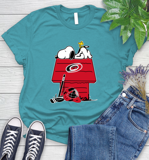 Carolina Hurricanes NHL Hockey Snoopy Woodstock The Peanuts Movie Women's T-Shirt 12