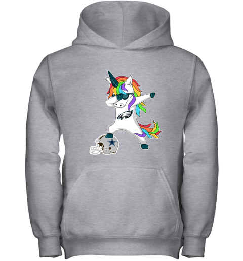 Football Dabbing Unicorn Steps On Helmet Philadelphia Eagles Youth Hoodie