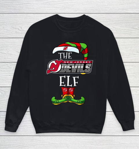 New Jersey Devils Christmas ELF Funny NHL Youth Sweatshirt