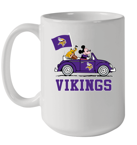 NFL Football Minnesota Vikings Pluto Mickey Driving Disney Shirt Ceramic Mug 15oz