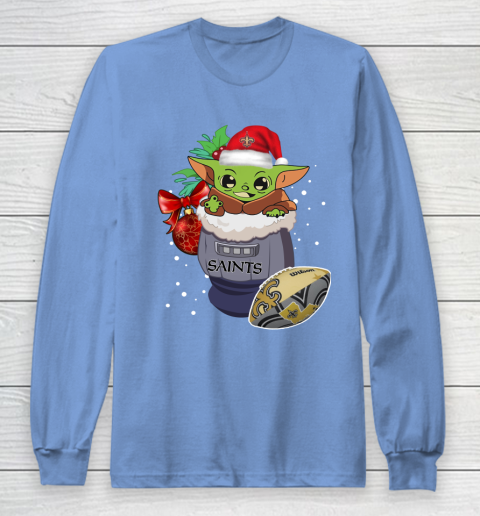 New Orleans Saints Christmas Baby Yoda Star Wars Funny Happy NFL Long Sleeve T-Shirt 11