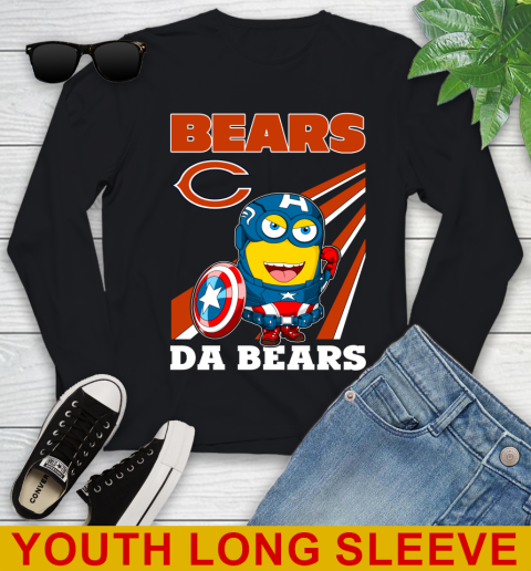 NFL Football Chicago Bears Captain America Marvel Avengers Minion Shirt Youth Long Sleeve