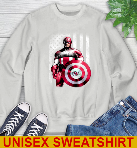 Kansas City Chiefs NFL Football Captain America Marvel Avengers American Flag Shirt Sweatshirt 5