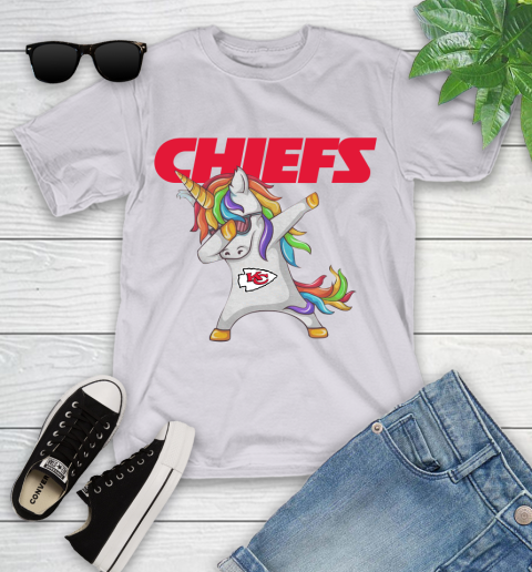 Kansas City Chiefs NFL Football Funny Unicorn Dabbing Sports Youth T-Shirt 4