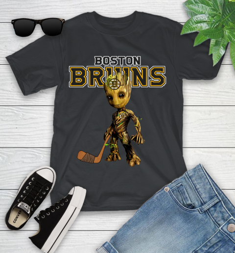 Boston Bruins NHL Hockey Groot Marvel Guardians Of The Galaxy Youth T-Shirt 2