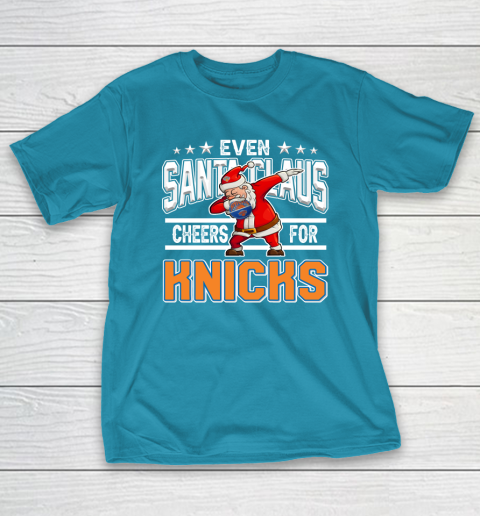 New York Knicks Even Santa Claus Cheers For Christmas NBA T-Shirt 7