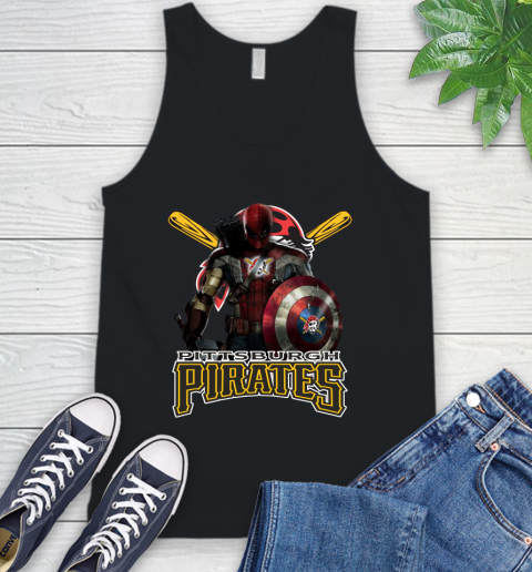 MLB Captain America Thor Spider Man Hawkeye Avengers Endgame Baseball Pittsburgh Pirates Tank Top 2