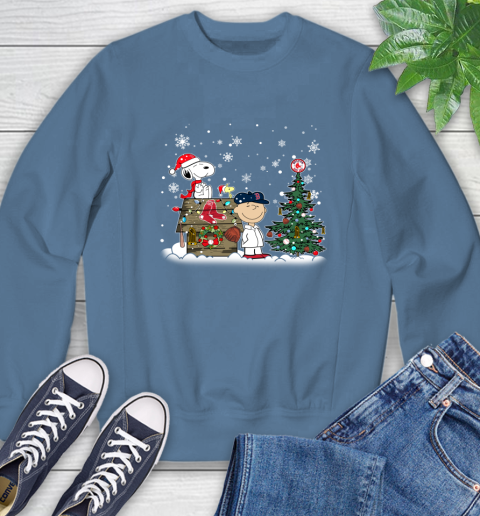 MLB Boston Red Sox Snoopy Charlie Brown Christmas Baseball Commissioner's Trophy Sweatshirt 8