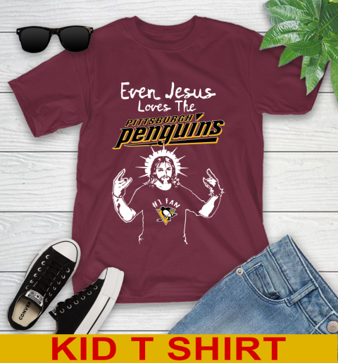 Pittsburgh Penguins NHL Hockey Even Jesus Loves The Penguins Shirt Youth T-Shirt 5