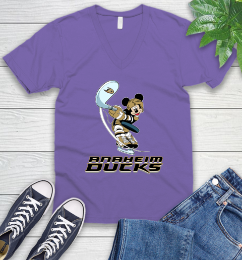 NHL Hockey Anaheim Ducks Cheerful Mickey Mouse Shirt V-Neck T-Shirt 9